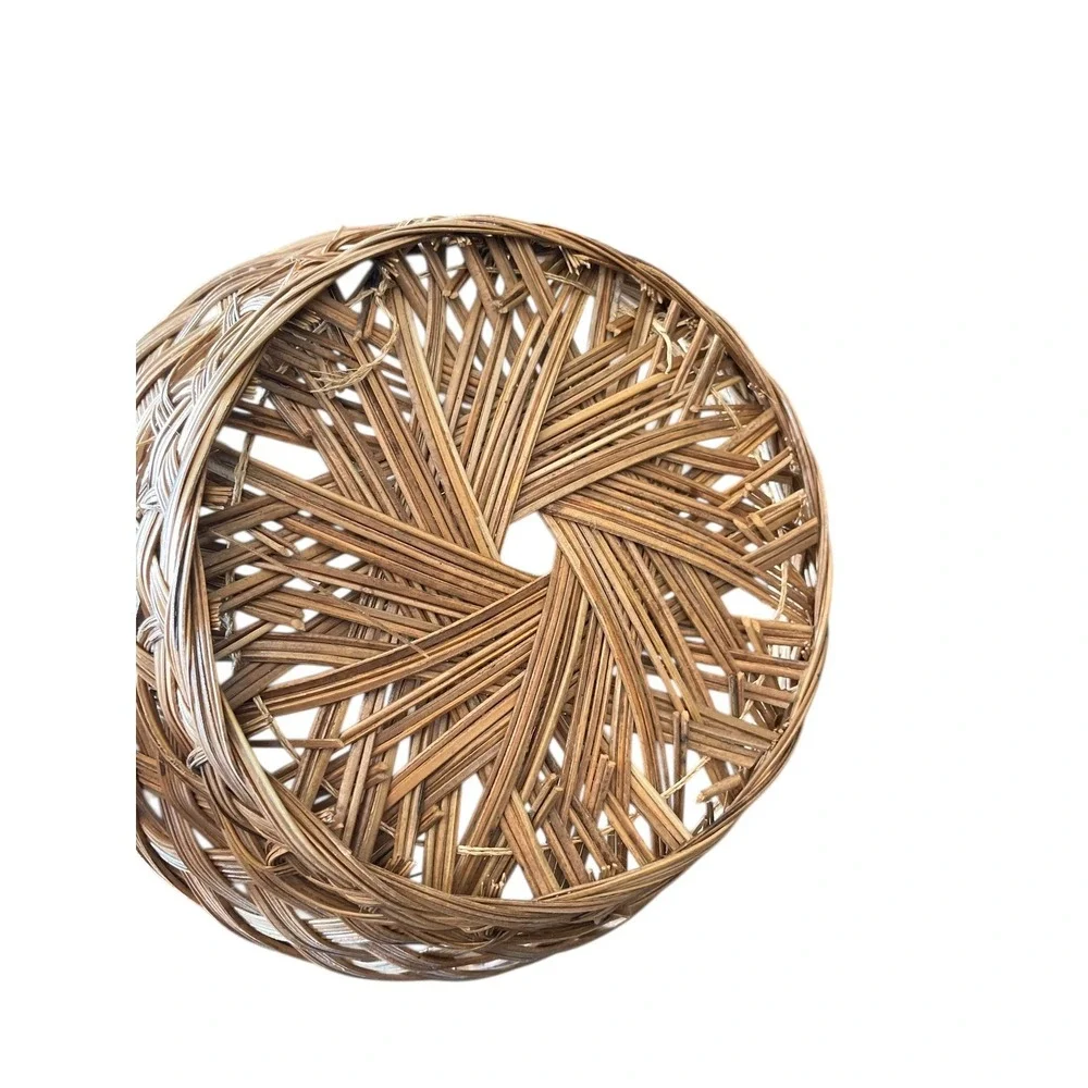 Vintage Round Woven Wicker Bread Basket Lot Of 2 Vintage Decor & Storage Cottage